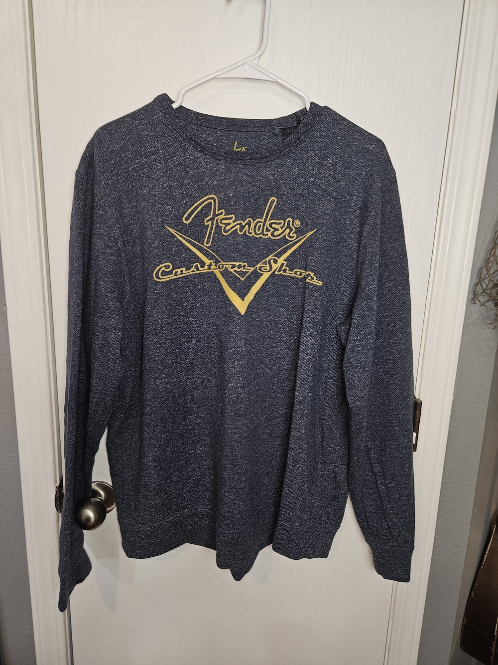 Lucky Brand Navy Heather Crewneck with Yellow Graphic